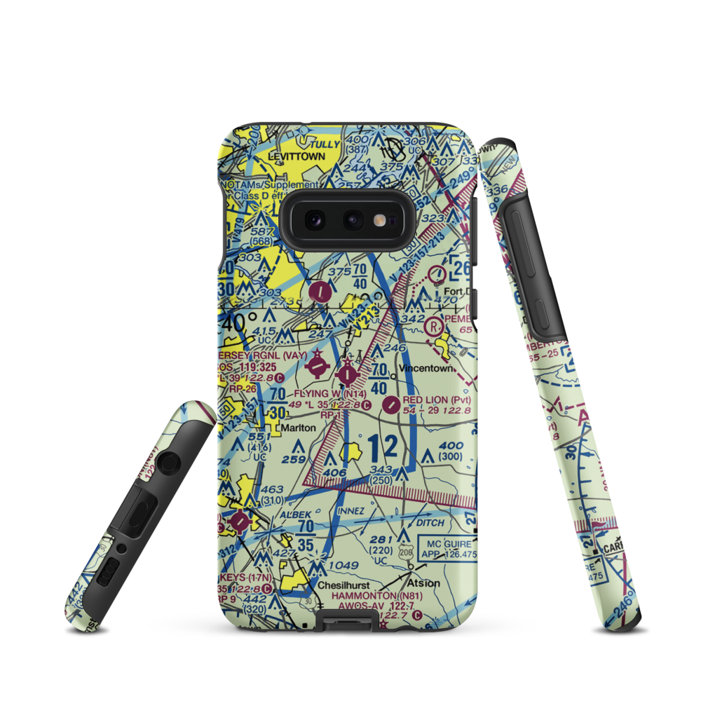 Flying W Airport (N14) VFR Sectional Samsung Phone Case Samsung Galaxy S10 Plus model shown
