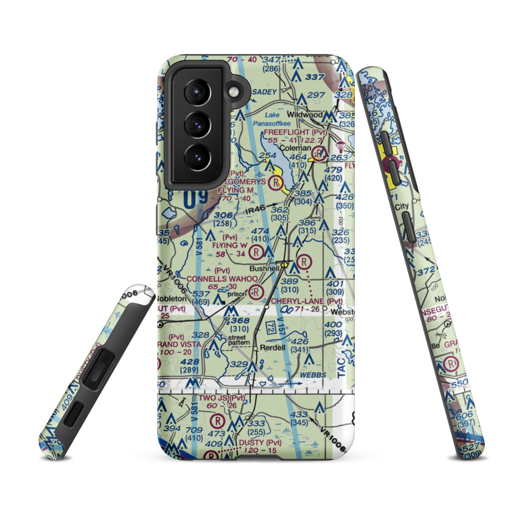 Flying W Airranch Airport (9FL1) VFR Sectional Samsung Phone Case Samsung Galaxy S21 FE model shown