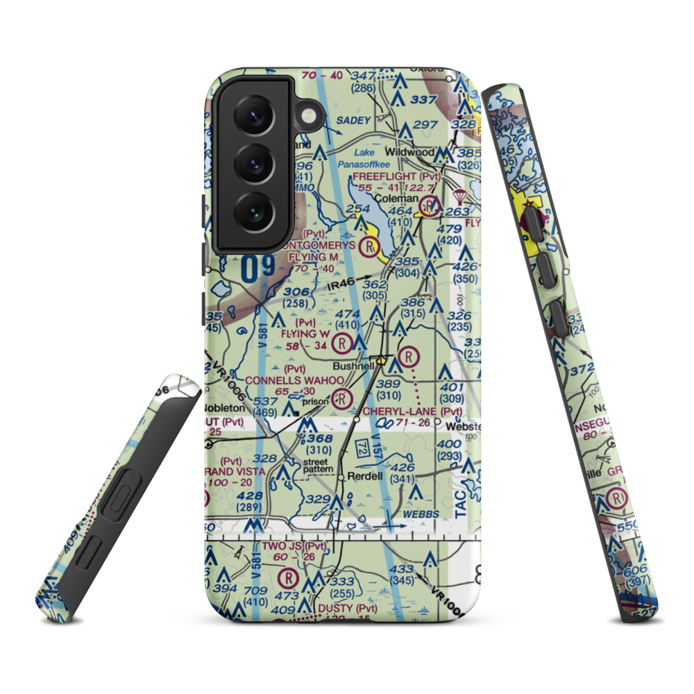 Flying W Airranch Airport (9FL1) VFR Sectional Samsung Phone Case Samsung Galaxy S22 Plus model shown