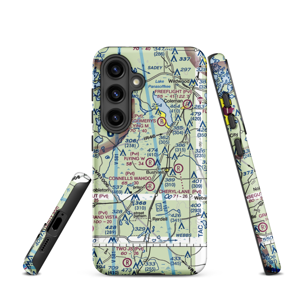Flying W Airranch Airport (9FL1) VFR Sectional Samsung Phone Case Samsung Galaxy S24 model shown