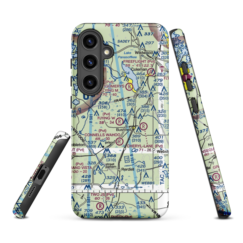 Flying W Airranch Airport (9FL1) VFR Sectional Samsung Phone Case Samsung Galaxy S24 Plus model shown