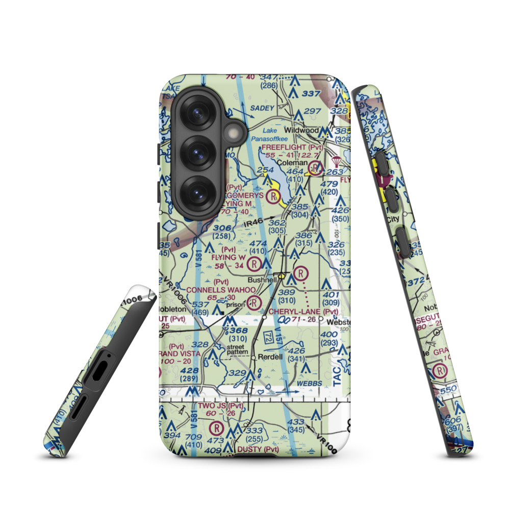 Flying W Airranch Airport (9FL1) VFR Sectional Samsung Phone Case Samsung Galaxy S25 model shown