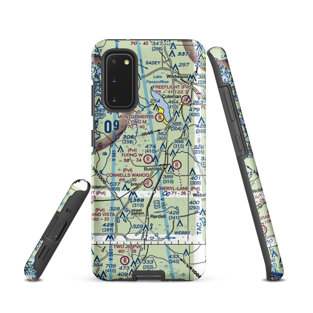 Flying W Airranch Airport (9FL1) VFR Sectional Samsung Phone Case Samsung Galaxy S20 model shown