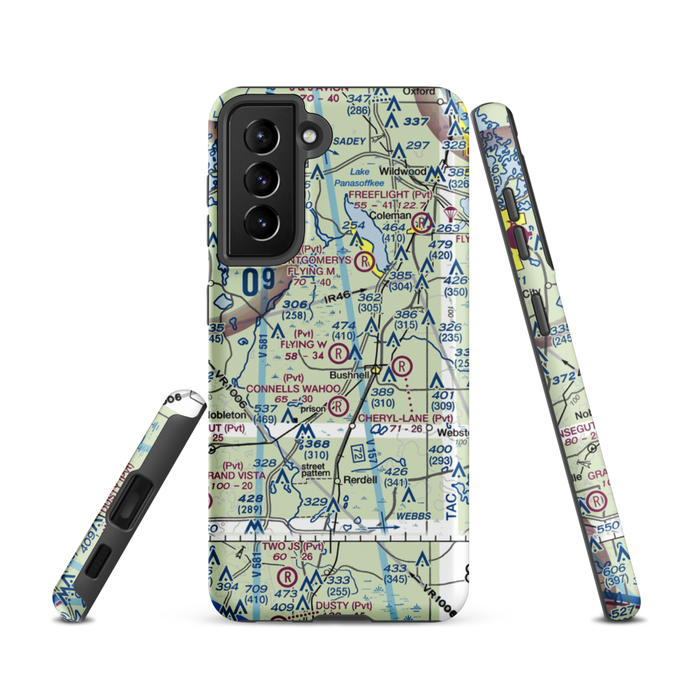Flying W Airranch Airport (9FL1) VFR Sectional Samsung Phone Case Samsung Galaxy S21 model shown