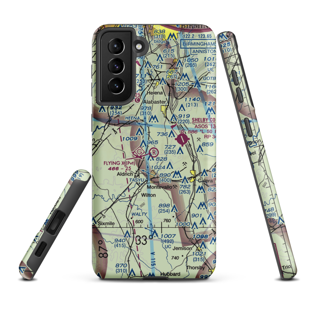 Flying X Ranch Airport (5AL3) VFR Sectional Samsung Phone Case Samsung Galaxy S21 FE model shown