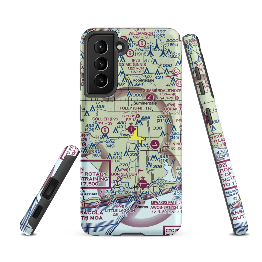 Foley Municipal Airport (5R4) VFR Sectional Samsung Phone Case Samsung Galaxy S21 Ultra model shown