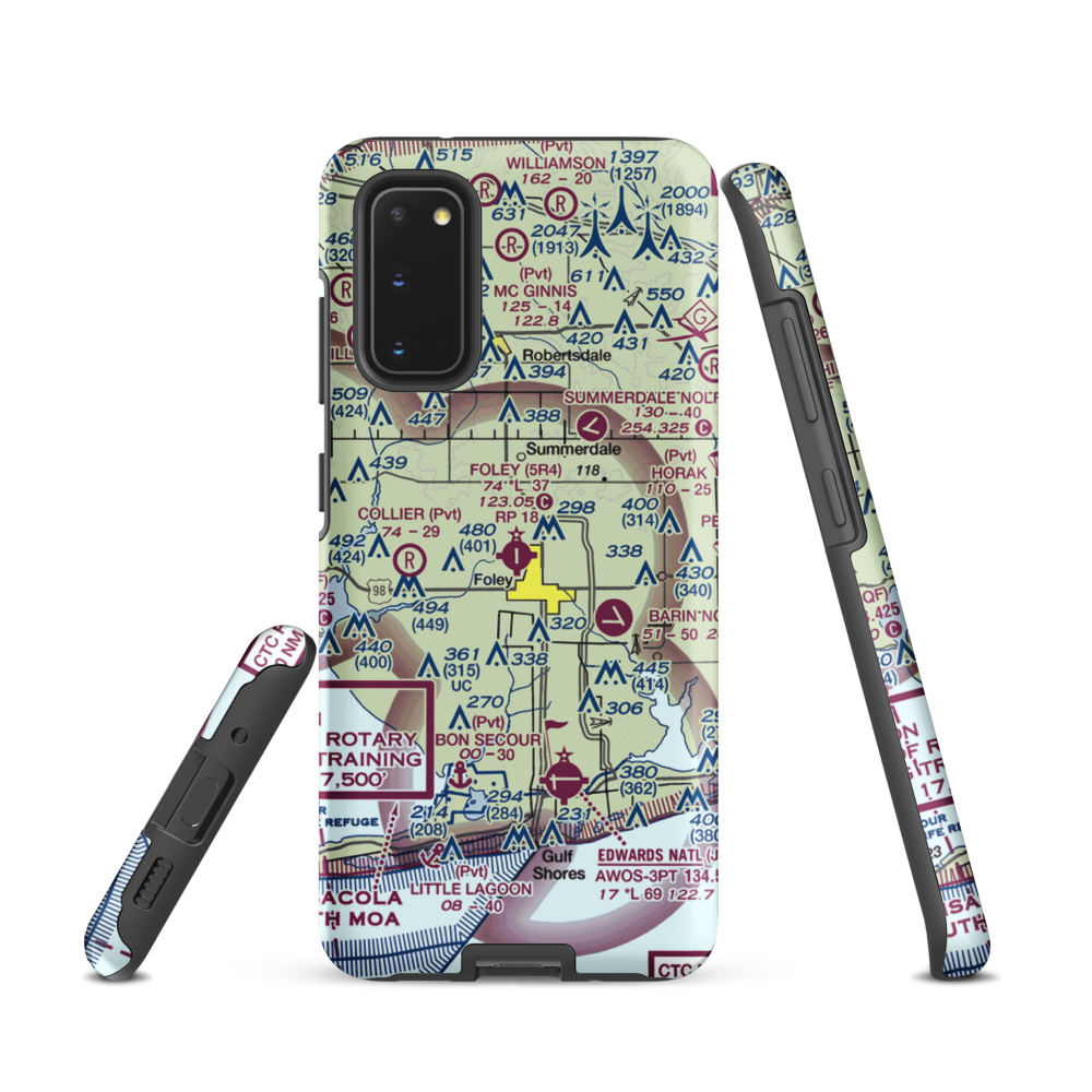 Foley Municipal Airport (5R4) VFR Sectional Samsung Phone Case Samsung Galaxy S20 model shown