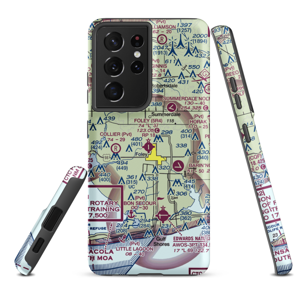 Foley Municipal Airport (5R4) VFR Sectional Samsung Phone Case Samsung Galaxy S21 Plus model shown