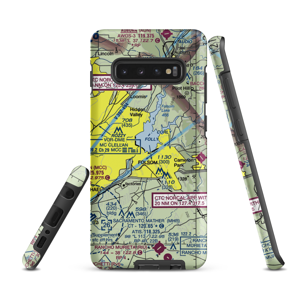 Folsom Lake Seaplane Base (C39) VFR Sectional Samsung Phone Case Samsung Galaxy S10 Plus model shown