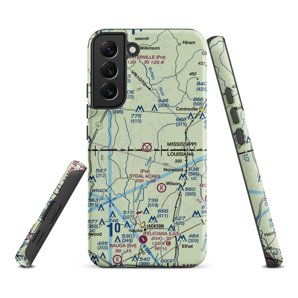 Forest Home Airport (MS23) VFR Sectional Samsung Phone Case Samsung Galaxy S22 Plus model shown