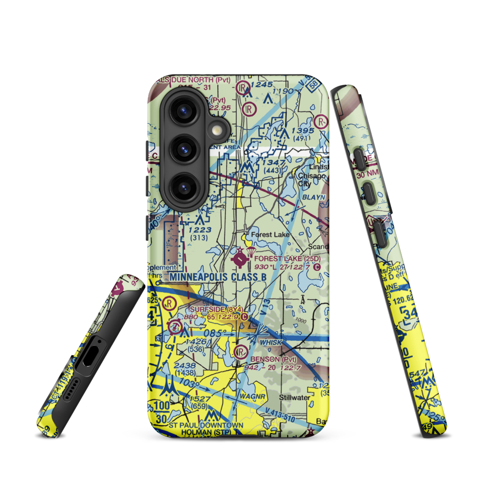 Forest Lake Airport (25D) VFR Sectional Samsung Phone Case Samsung Galaxy S24 model shown