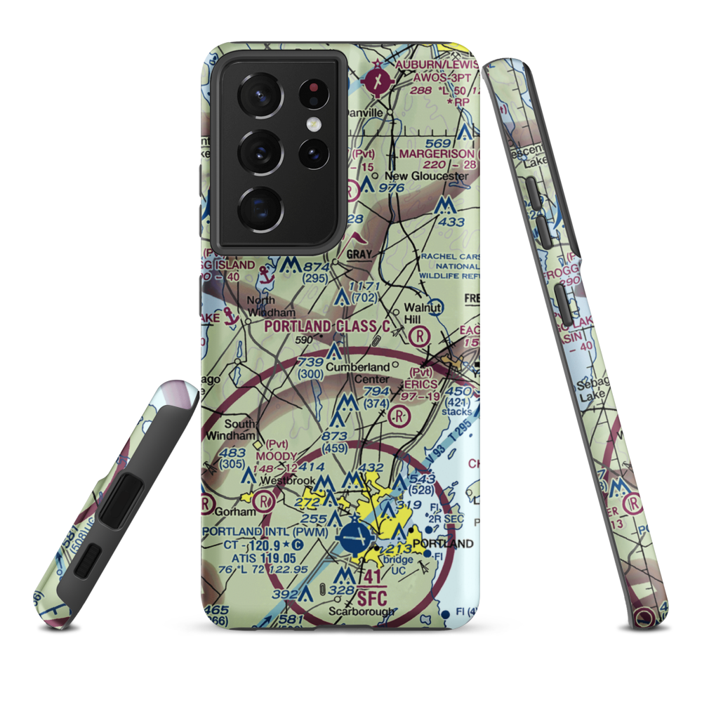 Forest Lake Seaplane Base (ME28) VFR Sectional Samsung Phone Case Samsung Galaxy S21 Ultra model shown