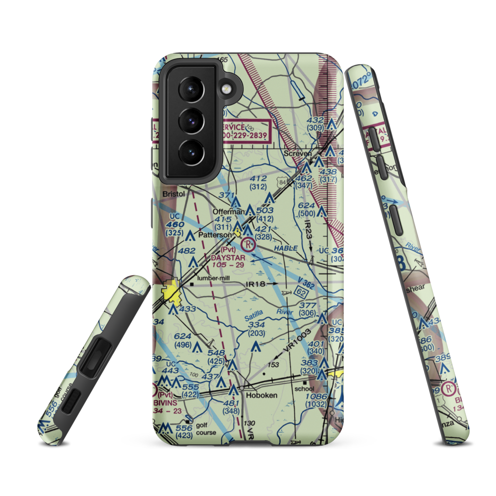 Forestry-Strip Airport (1GE6) VFR Sectional Samsung Phone Case Samsung Galaxy S21 FE model shown