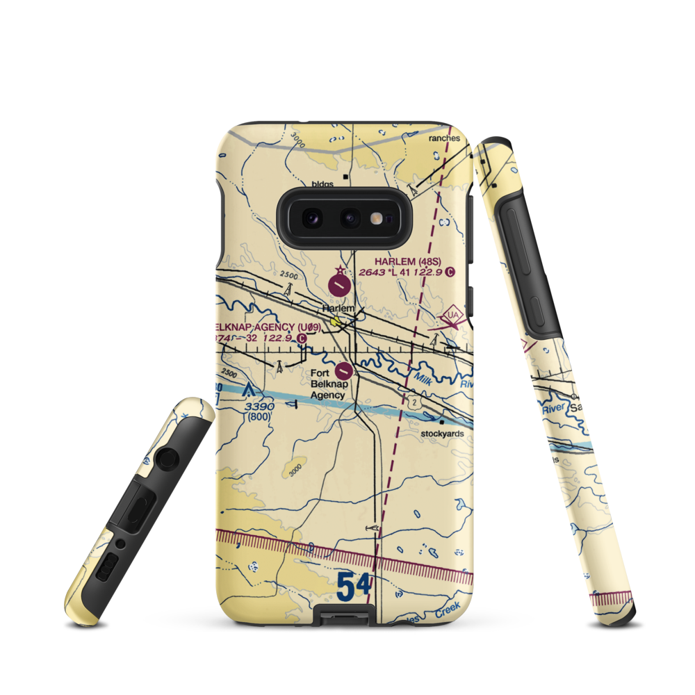 Fort Belknap Agency Airport (U09) VFR Sectional Samsung Phone Case Samsung Galaxy S10e model shown