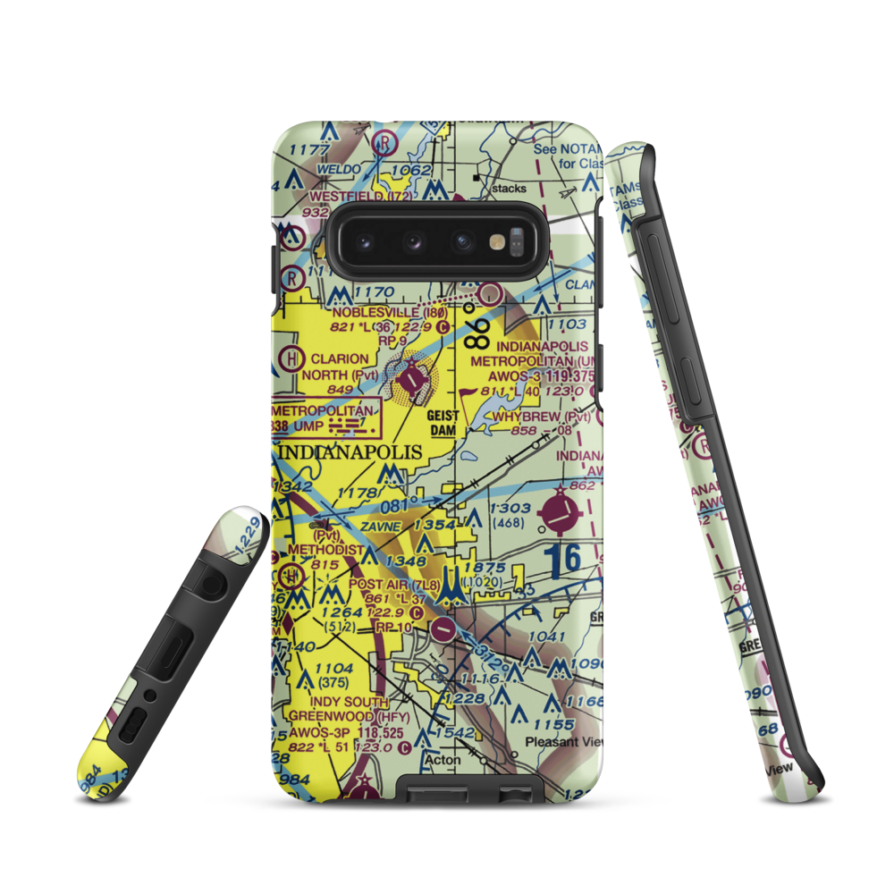 Fort Benjamin Harrison Helipad Heliport (91I) VFR Sectional Samsung Phone Case Samsung Galaxy S10 model shown