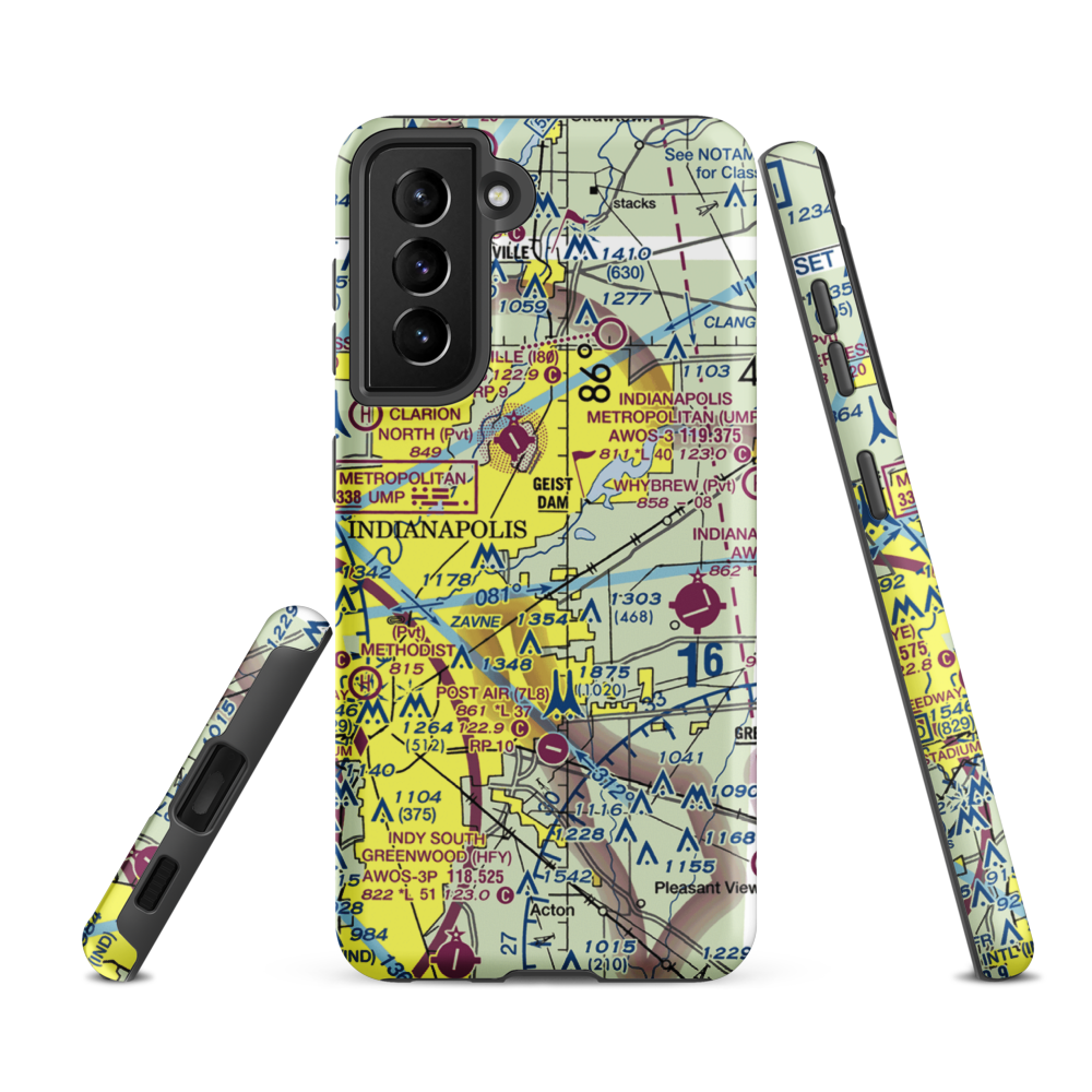 Fort Benjamin Harrison Helipad Heliport (91I) VFR Sectional Samsung Phone Case Samsung Galaxy S21 FE model shown