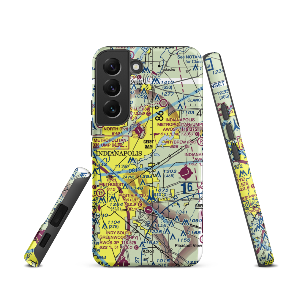Fort Benjamin Harrison Helipad Heliport (91I) VFR Sectional Samsung Phone Case Samsung Galaxy S22 model shown
