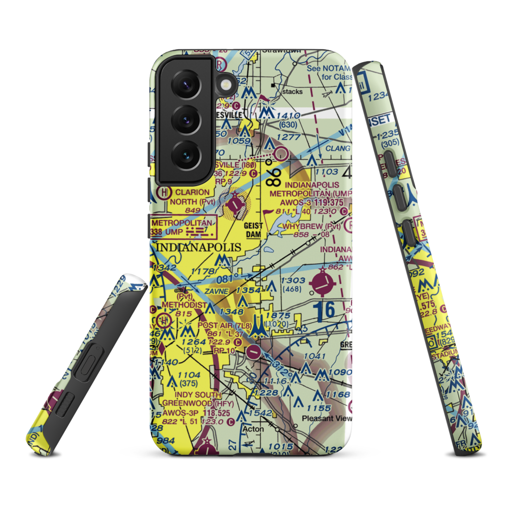 Fort Benjamin Harrison Helipad Heliport (91I) VFR Sectional Samsung Phone Case Samsung Galaxy S22 Plus model shown