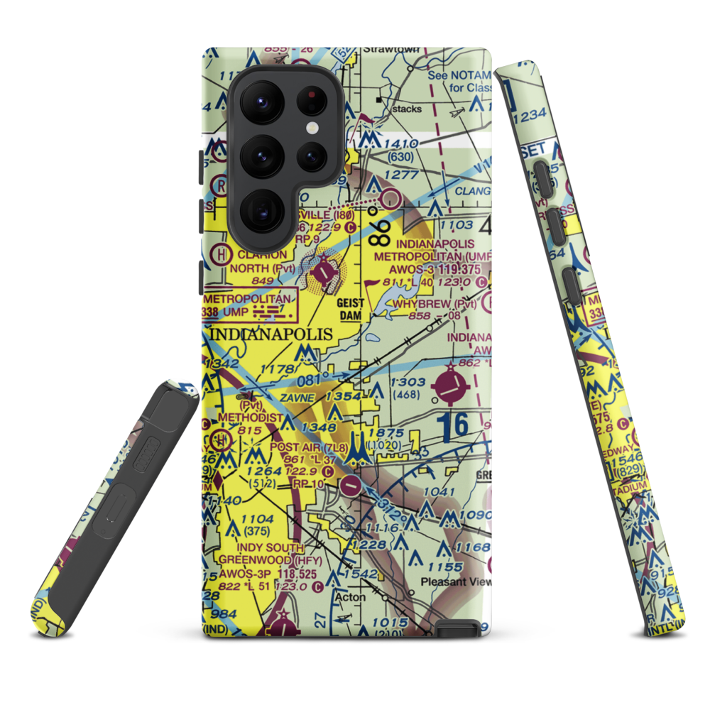 Fort Benjamin Harrison Helipad Heliport (91I) VFR Sectional Samsung Phone Case Samsung Galaxy S22 Ultra model shown