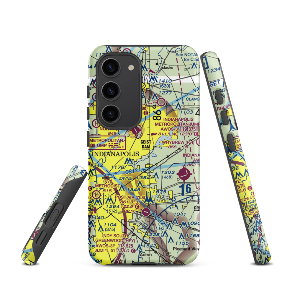 Fort Benjamin Harrison Helipad Heliport (91I) VFR Sectional Samsung Phone Case Samsung Galaxy S23 model shown