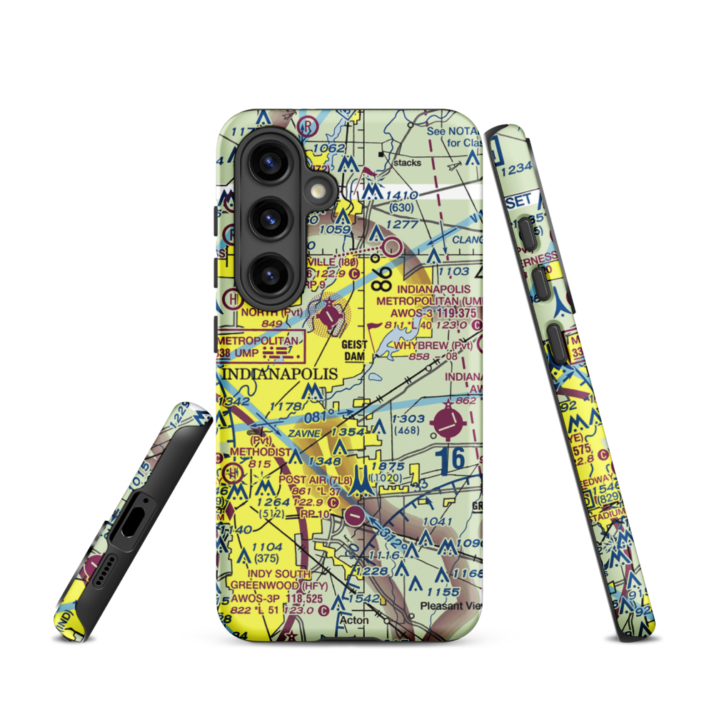 Fort Benjamin Harrison Helipad Heliport (91I) VFR Sectional Samsung Phone Case Samsung Galaxy S24 model shown