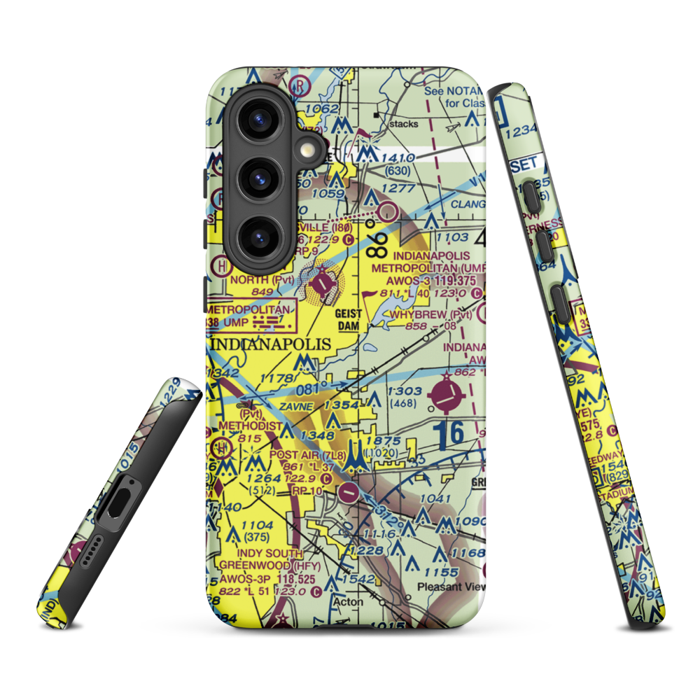 Fort Benjamin Harrison Helipad Heliport (91I) VFR Sectional Samsung Phone Case Samsung Galaxy S24 Plus model shown