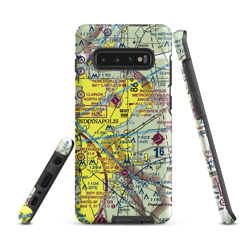 Fort Benjamin Harrison Helipad Heliport (91I) VFR Sectional Samsung Phone Case Samsung Galaxy S10 Plus model shown