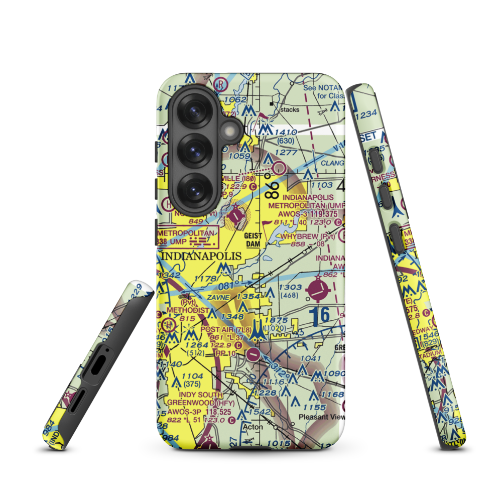 Fort Benjamin Harrison Helipad Heliport (91I) VFR Sectional Samsung Phone Case Samsung Galaxy S25 model shown