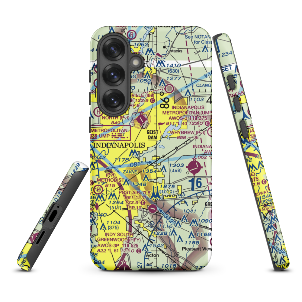 Fort Benjamin Harrison Helipad Heliport (91I) VFR Sectional Samsung Phone Case Samsung Galaxy S25 Plus model shown