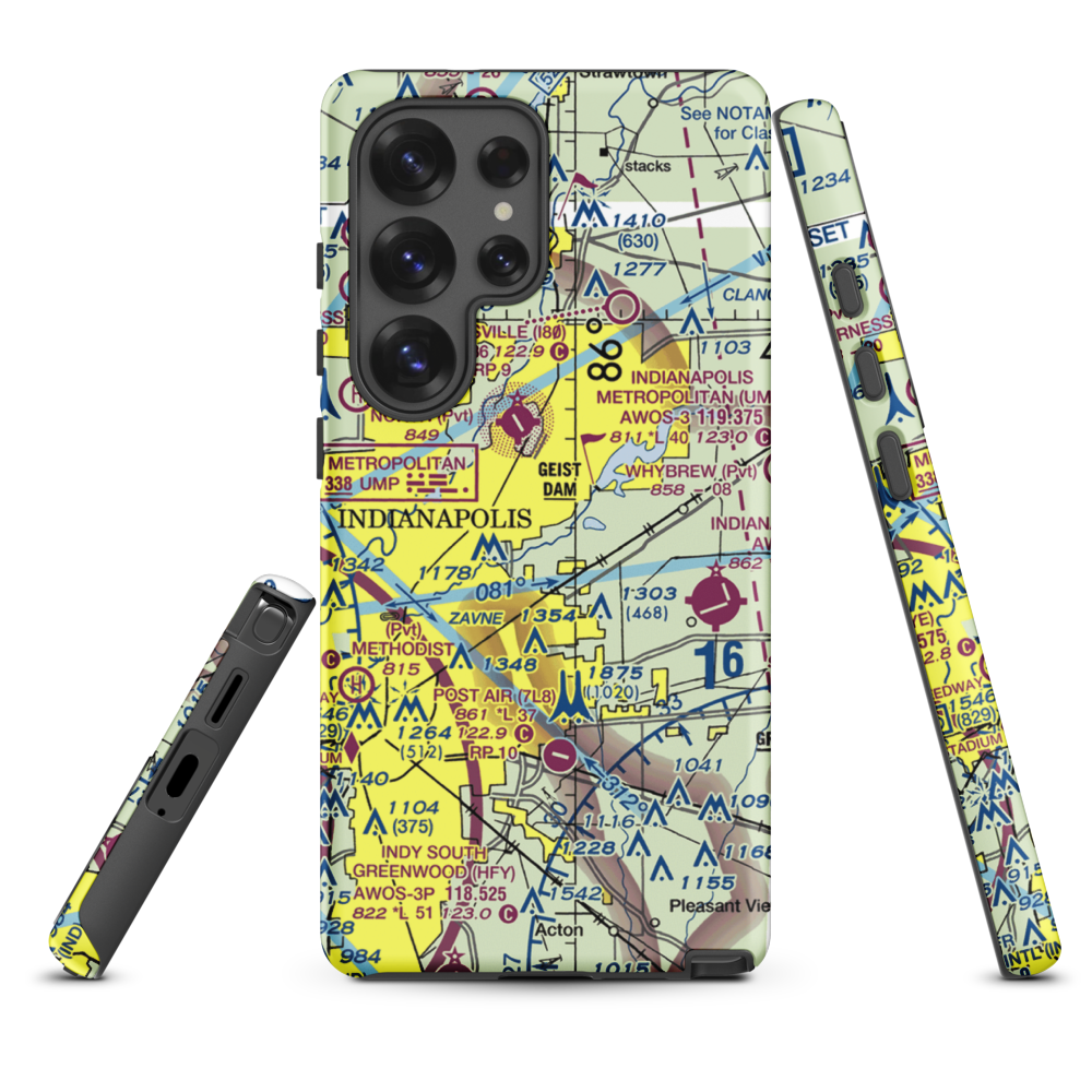 Fort Benjamin Harrison Helipad Heliport (91I) VFR Sectional Samsung Phone Case Samsung Galaxy S25 Ultra model shown