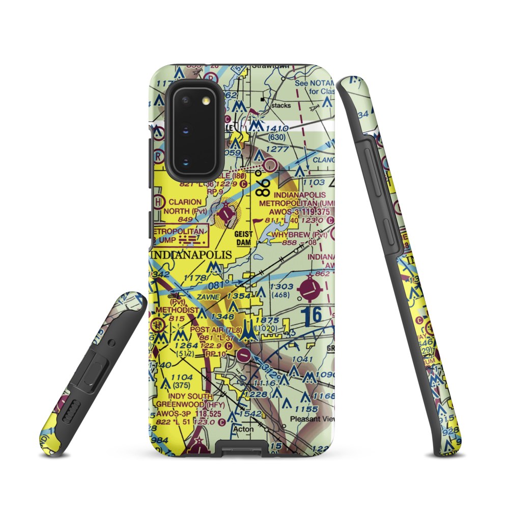 Fort Benjamin Harrison Helipad Heliport (91I) VFR Sectional Samsung Phone Case Samsung Galaxy S20 model shown