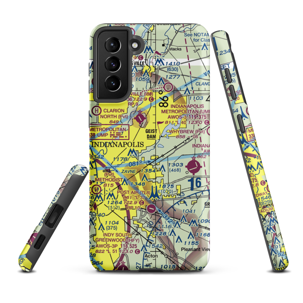 Fort Benjamin Harrison Helipad Heliport (91I) VFR Sectional Samsung Phone Case Samsung Galaxy S21 Plus model shown