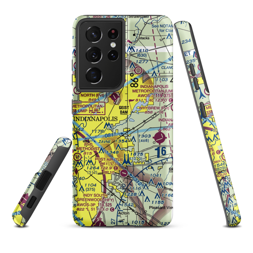 Fort Benjamin Harrison Helipad Heliport (91I) VFR Sectional Samsung Phone Case Samsung Galaxy S21 Plus model shown