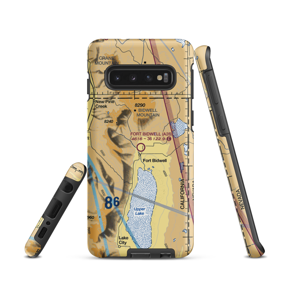 Fort Bidwell Airport (A28) VFR Sectional Samsung Phone Case Samsung Galaxy S10 model shown