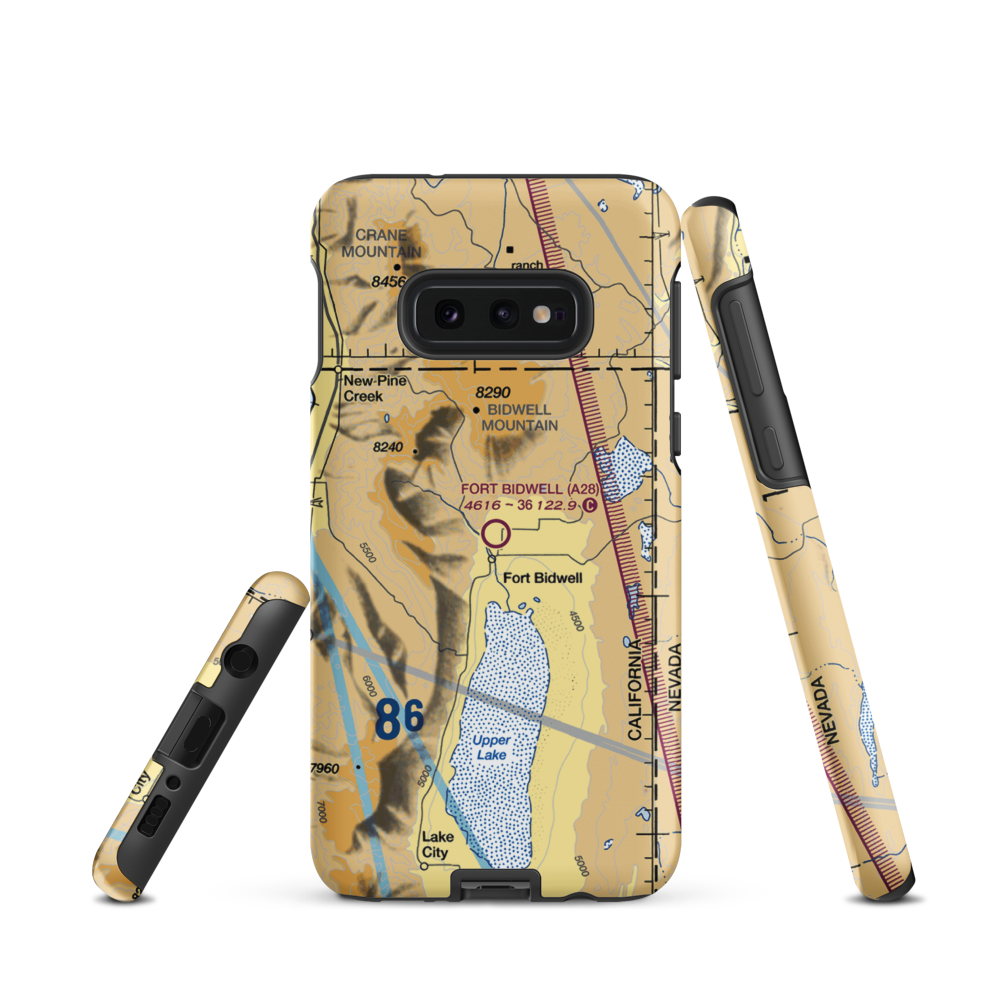 Fort Bidwell Airport (A28) VFR Sectional Samsung Phone Case Samsung Galaxy S10e model shown