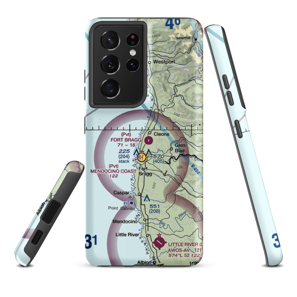 Fort Bragg Airport (FOB) VFR Sectional Samsung Phone Case Samsung Galaxy S21 Ultra model shown