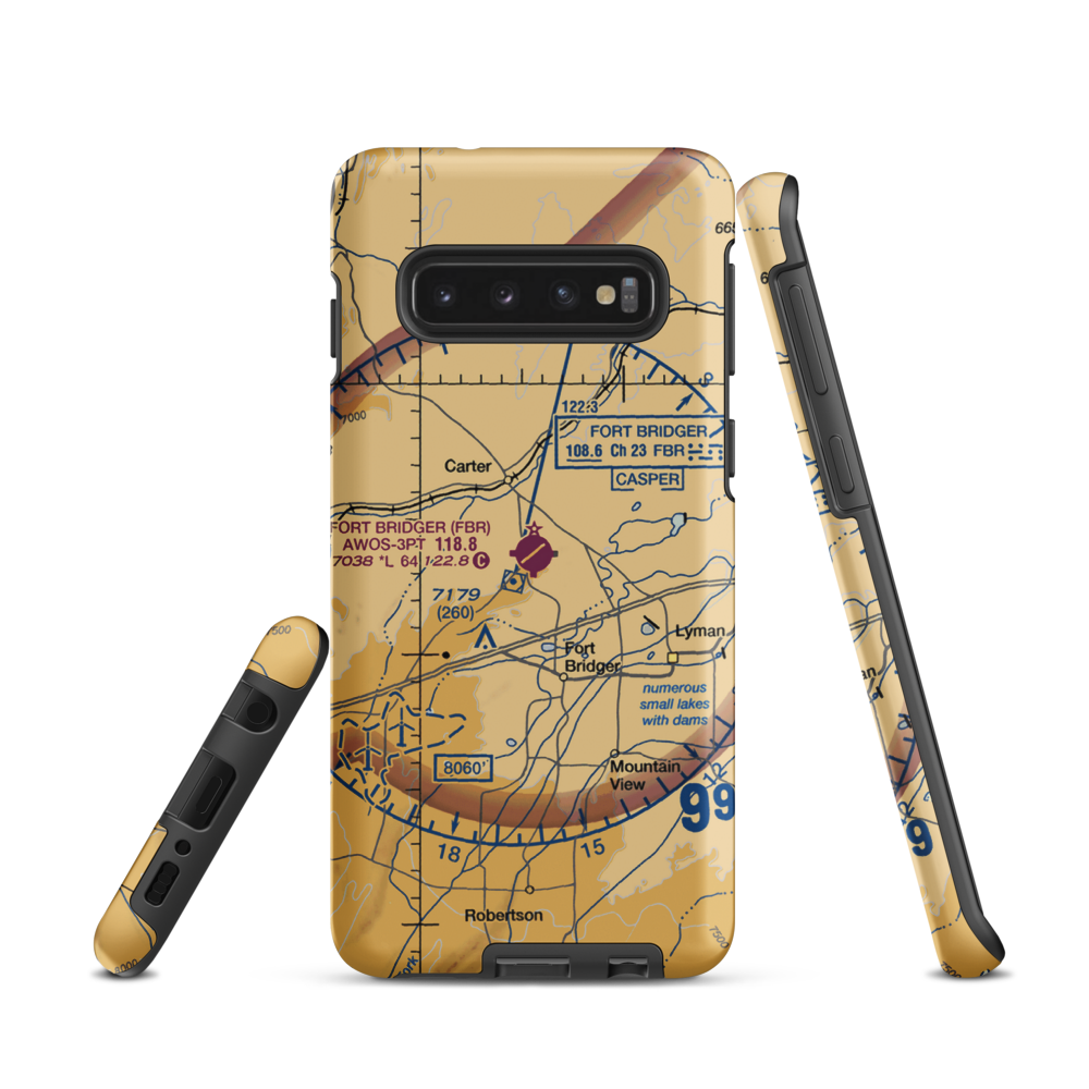 Fort Bridger Airport (FBR) VFR Sectional Samsung Phone Case Samsung Galaxy S10 model shown
