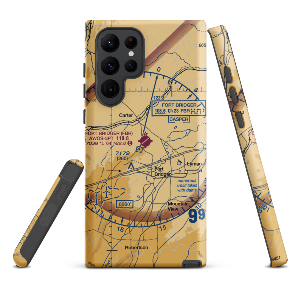 Fort Bridger Airport (FBR) VFR Sectional Samsung Phone Case Samsung Galaxy S22 Ultra model shown