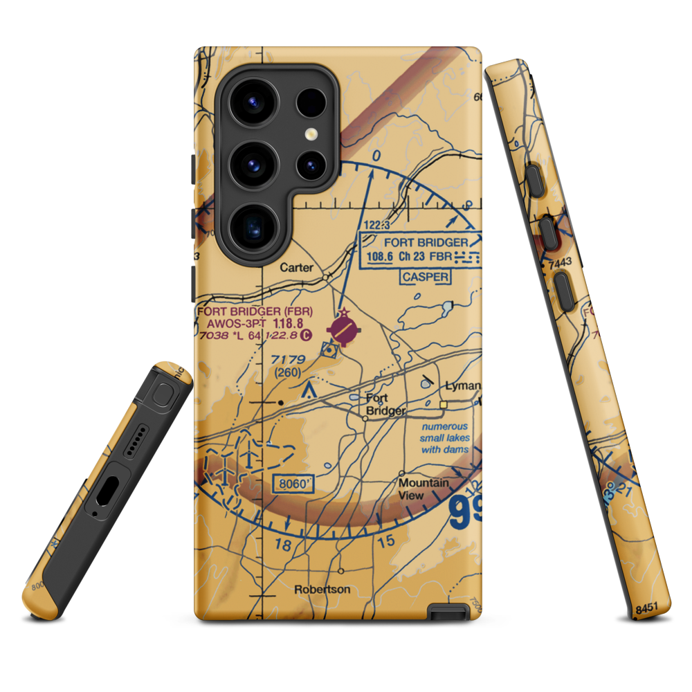 Fort Bridger Airport (FBR) VFR Sectional Samsung Phone Case Samsung Galaxy S24 Ultra model shown