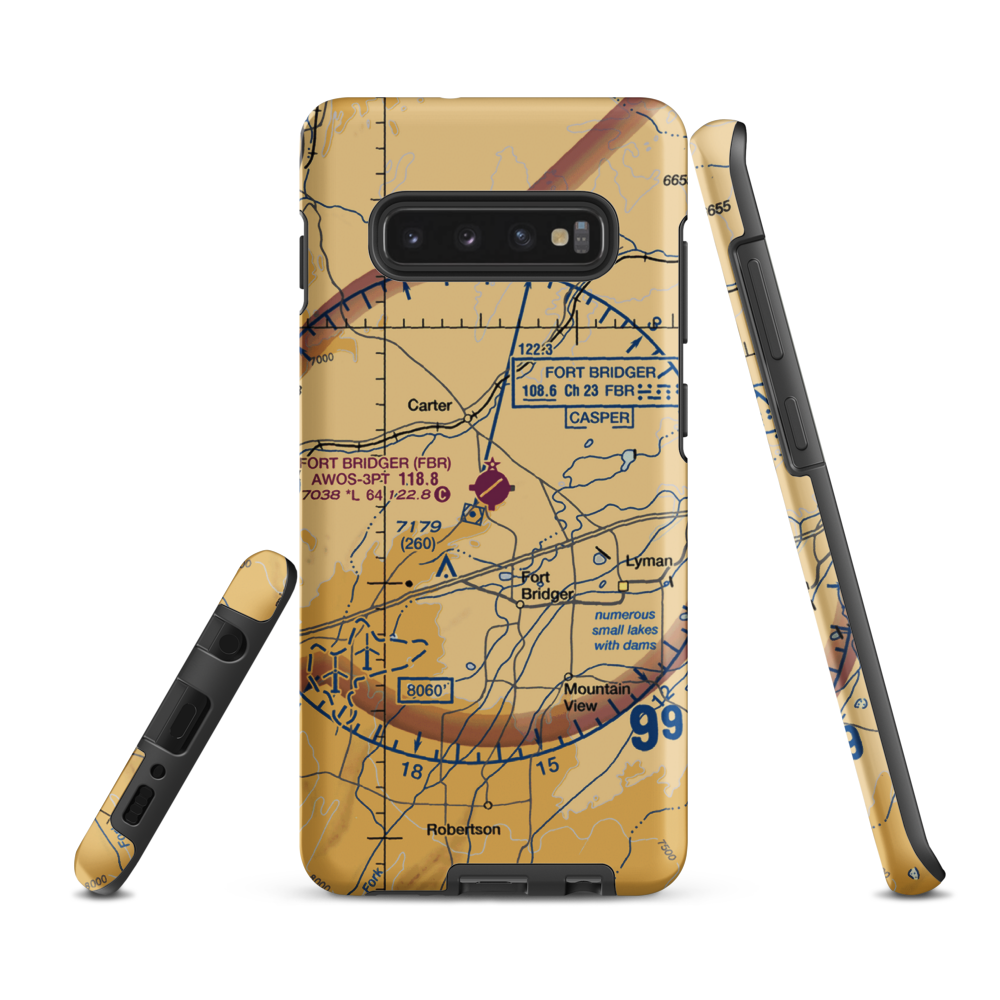 Fort Bridger Airport (FBR) VFR Sectional Samsung Phone Case Samsung Galaxy S10 Plus model shown