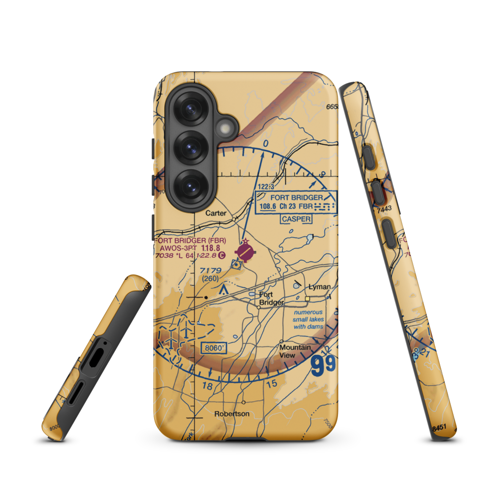 Fort Bridger Airport (FBR) VFR Sectional Samsung Phone Case Samsung Galaxy S25 model shown