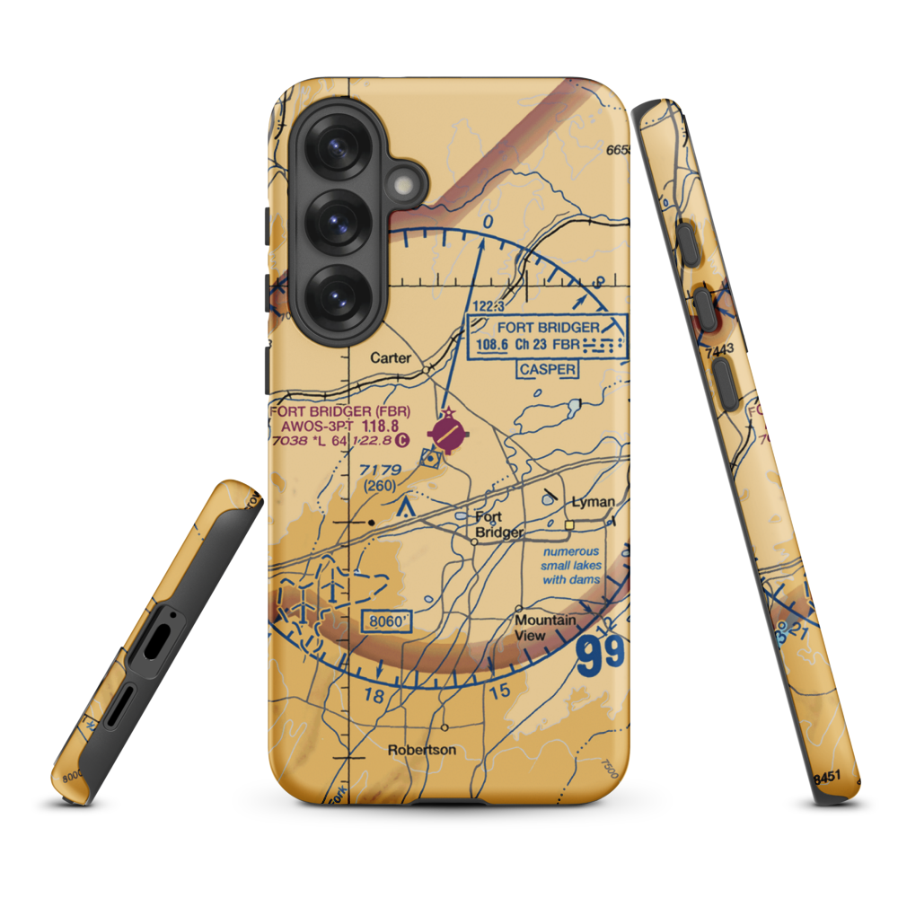 Fort Bridger Airport (FBR) VFR Sectional Samsung Phone Case Samsung Galaxy S25 Plus model shown