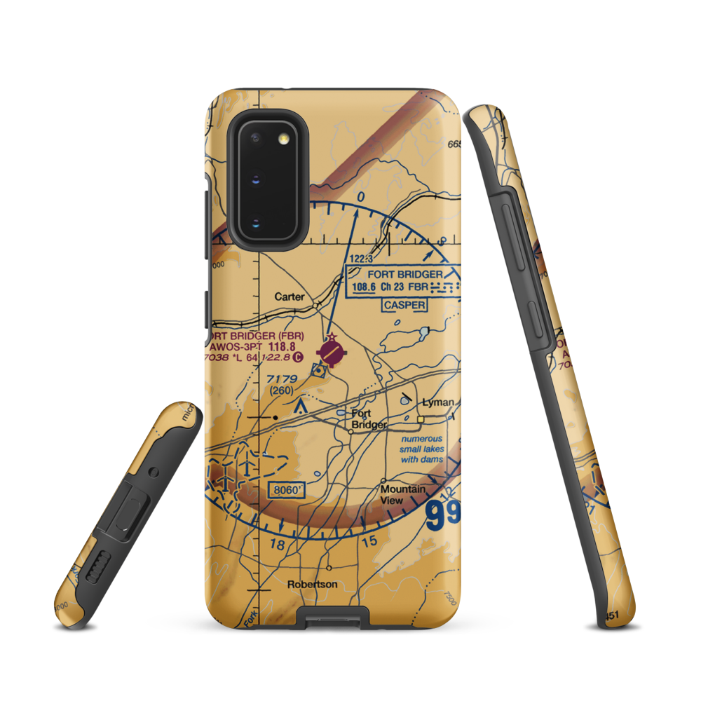 Fort Bridger Airport (FBR) VFR Sectional Samsung Phone Case Samsung Galaxy S20 model shown