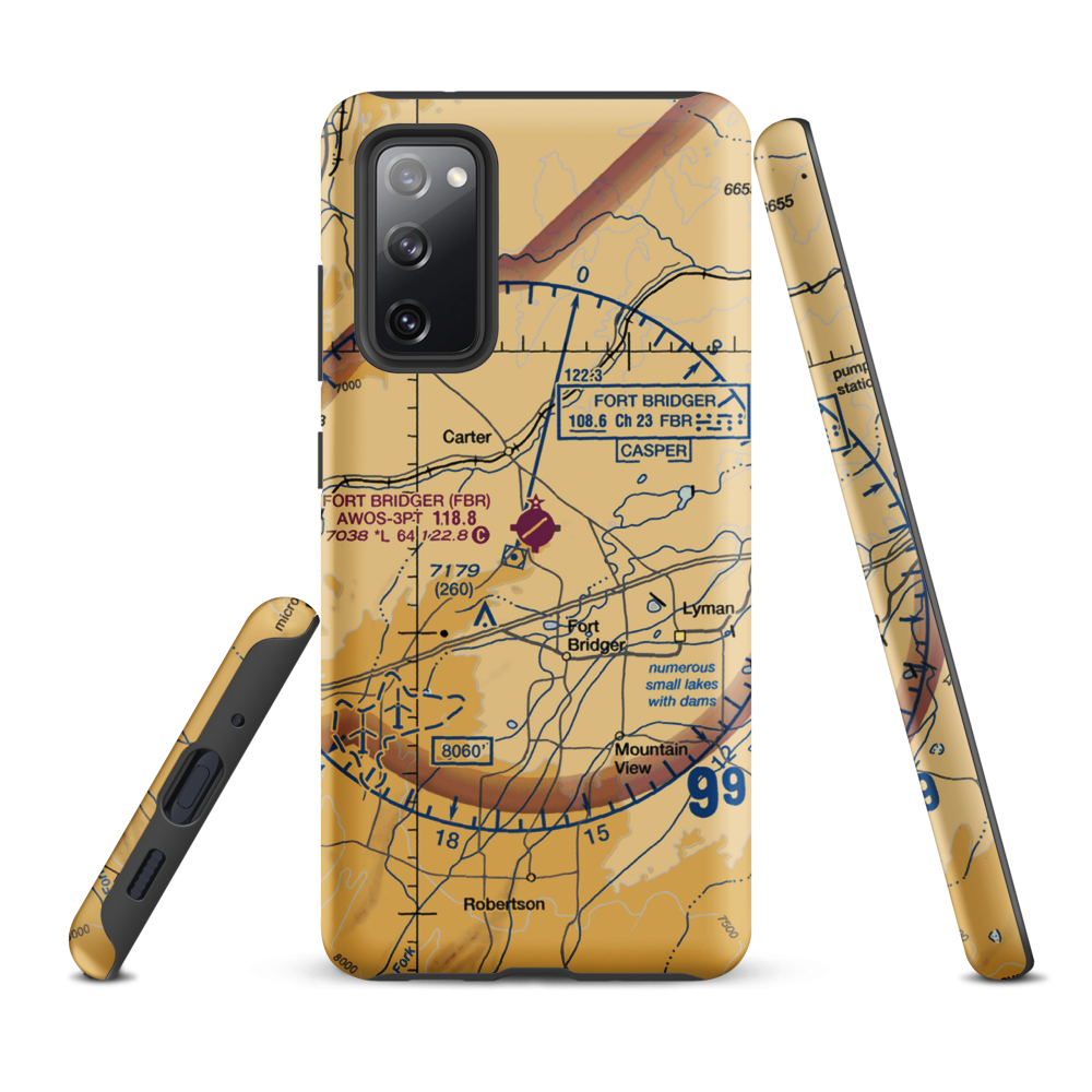 Fort Bridger Airport (FBR) VFR Sectional Samsung Phone Case Samsung Galaxy S20 FE model shown