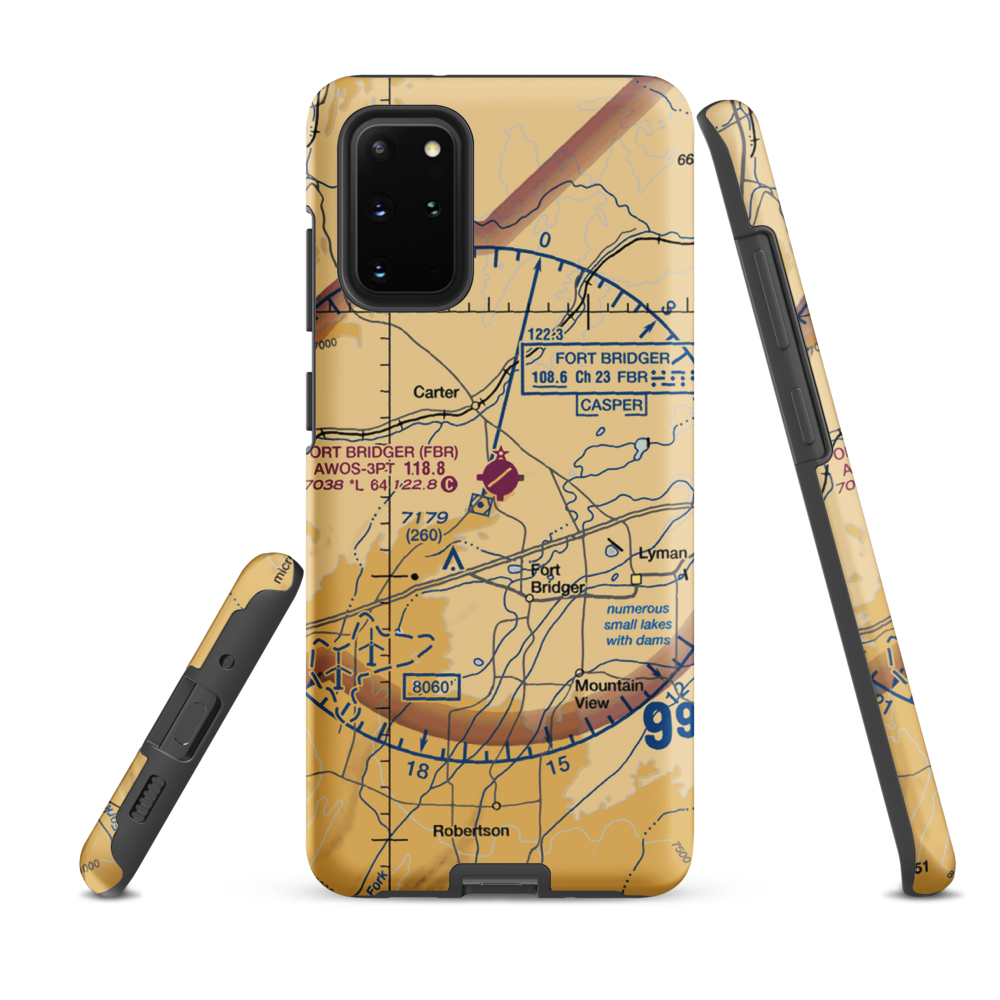 Fort Bridger Airport (FBR) VFR Sectional Samsung Phone Case Samsung Galaxy S20 Plus model shown