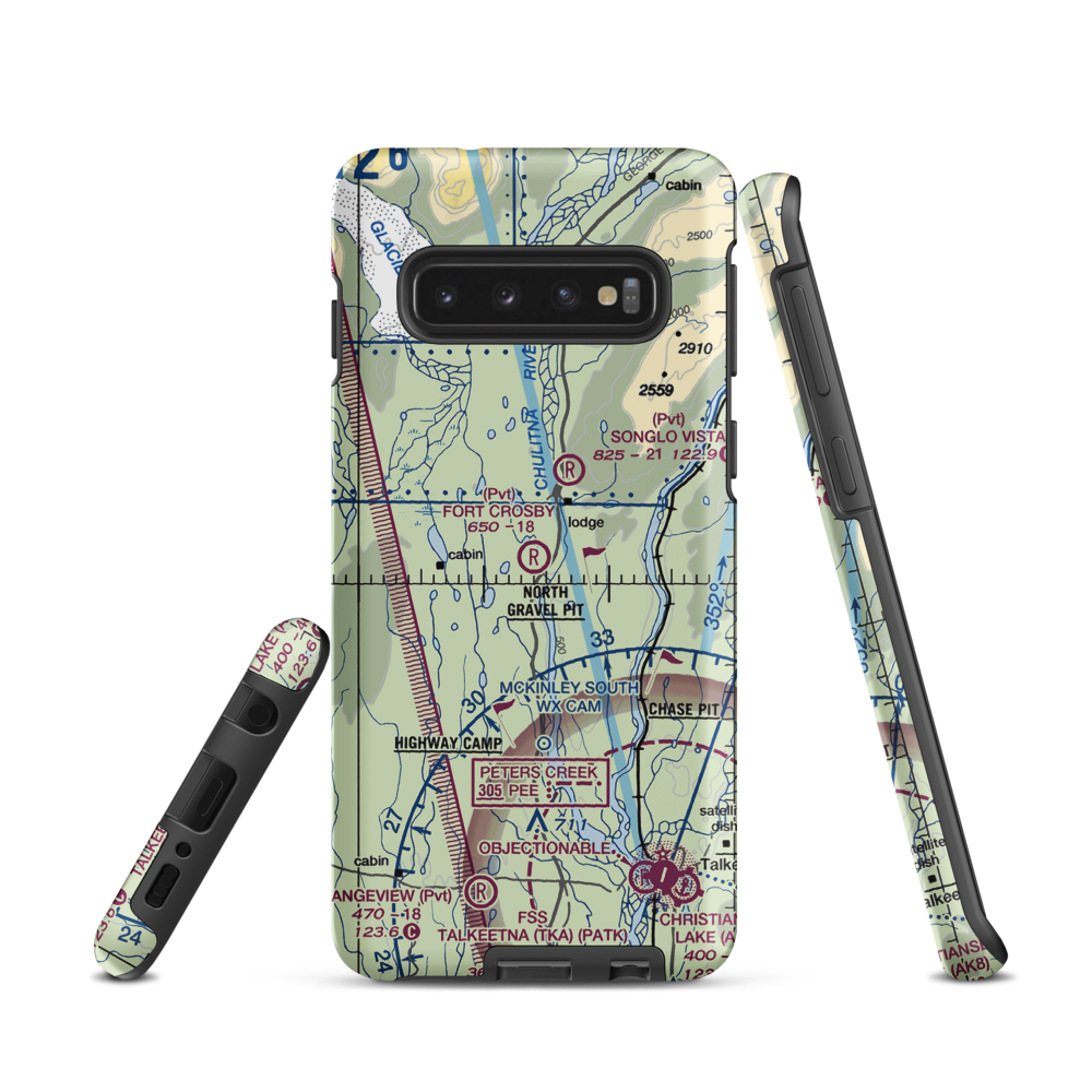 Fort Crosby Airport (8AK5) VFR Sectional Samsung Phone Case Samsung Galaxy S10 model shown