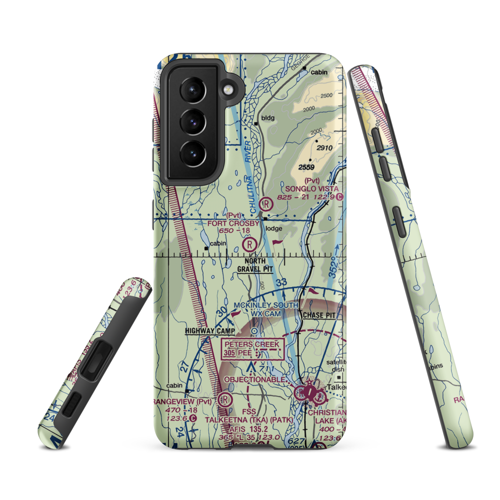 Fort Crosby Airport (8AK5) VFR Sectional Samsung Phone Case Samsung Galaxy S21 FE model shown