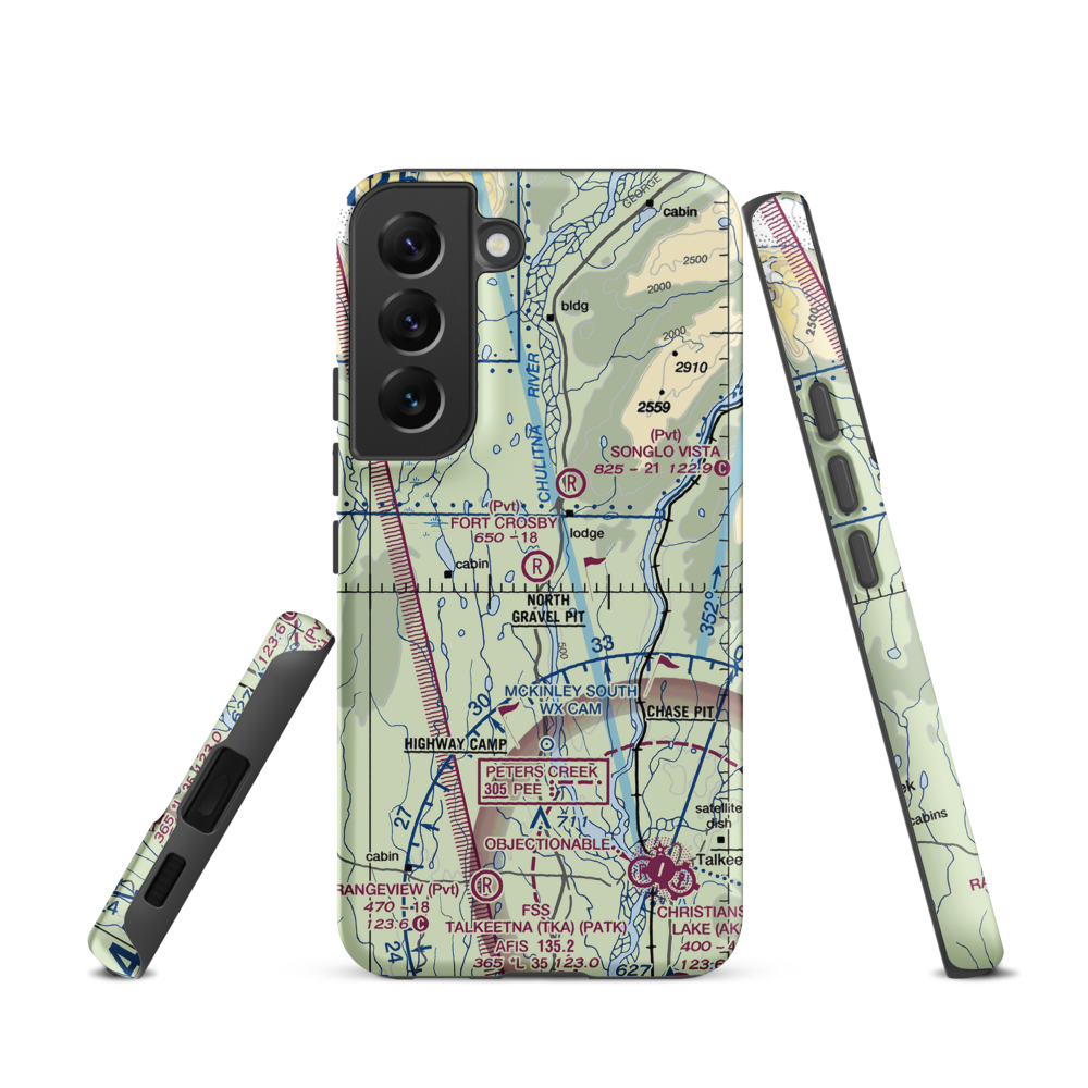 Fort Crosby Airport (8AK5) VFR Sectional Samsung Phone Case Samsung Galaxy S22 model shown