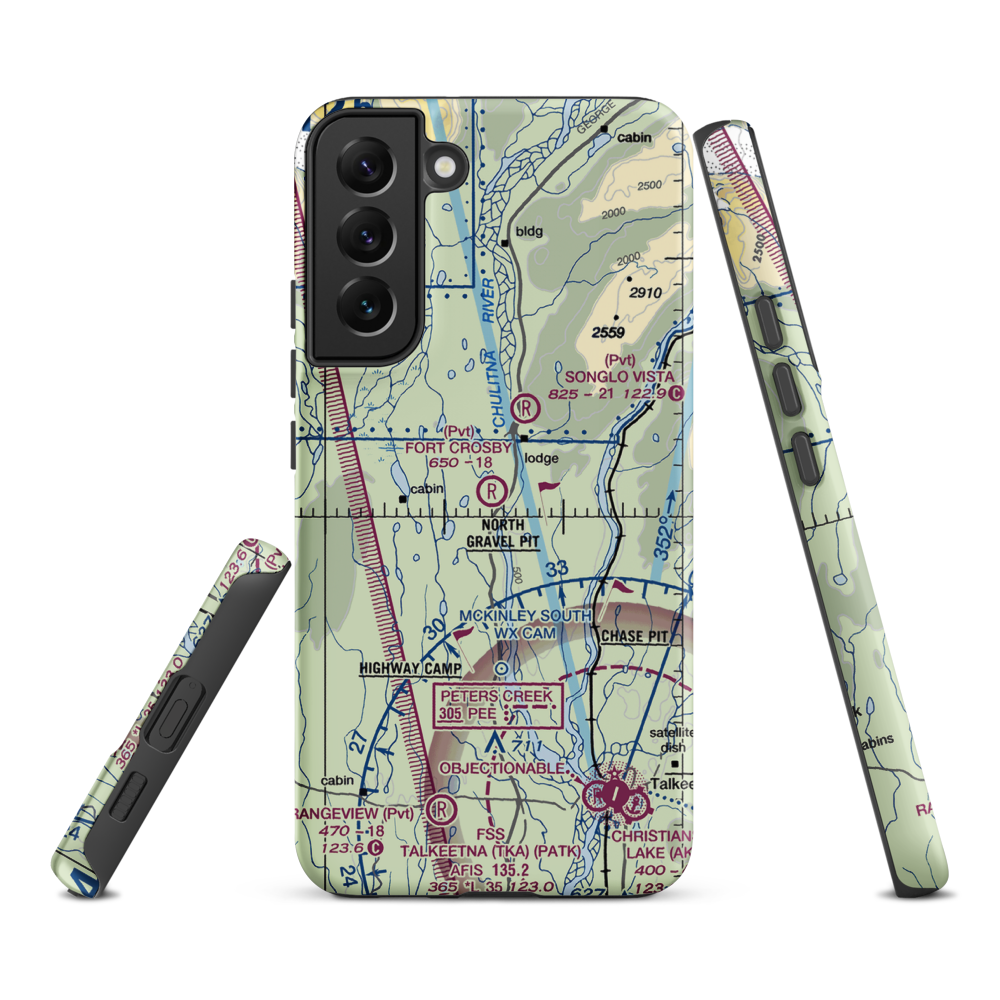 Fort Crosby Airport (8AK5) VFR Sectional Samsung Phone Case Samsung Galaxy S22 Plus model shown