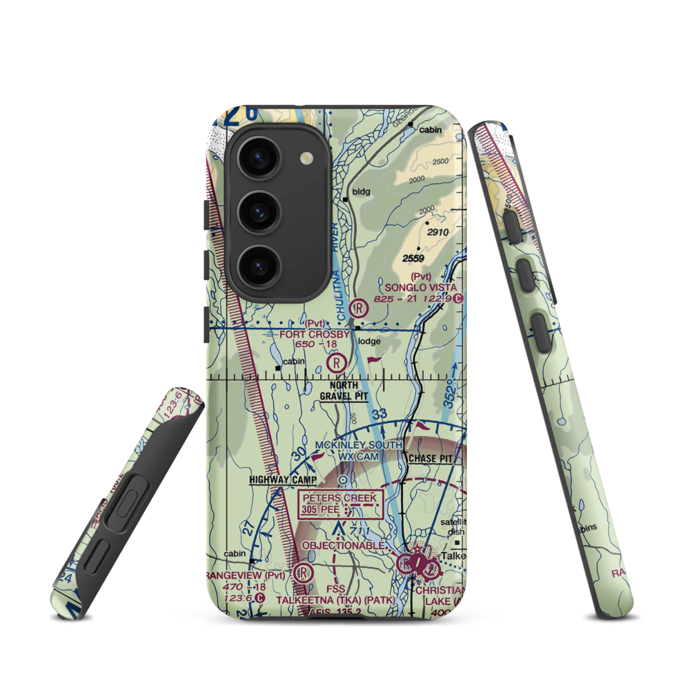 Fort Crosby Airport (8AK5) VFR Sectional Samsung Phone Case Samsung Galaxy S23 model shown